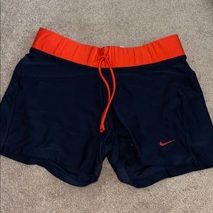 Navy and orange nike shorts